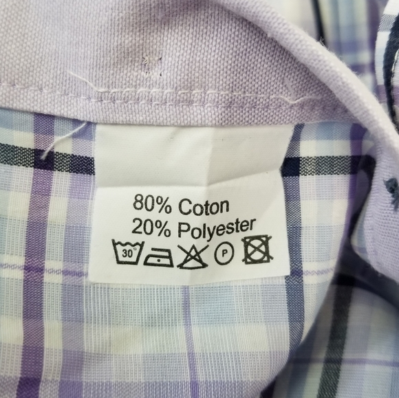 Berto Lucci M Purple Plaid Button-Down Dress Shirt - Picture 9 of 10